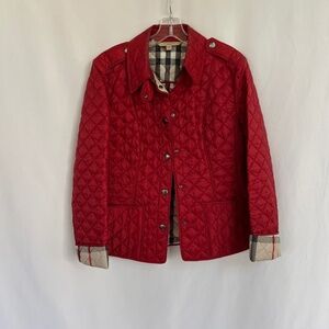 Burberry Brit Kencott Quilted Red Jacket Nova Check Aurora Lining Size L